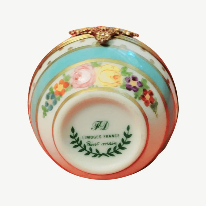 Blue Ribbon Easter Egg Box Porcelain Limoges Egg Limoges Boxes traditional Easter French Trinket Box