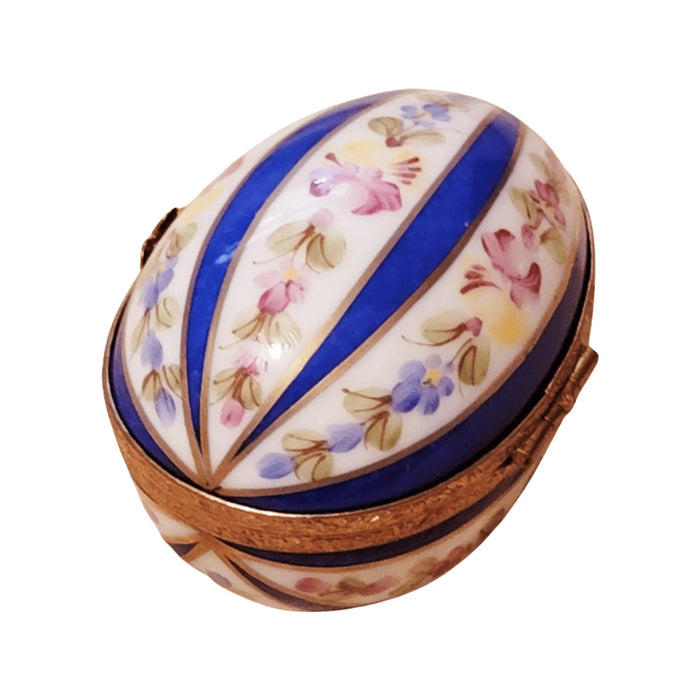 Blue Striped Egg for Elegant Decor Porcelain Limoges Limoges Imports Limoges Boxes eggs egg Easter French Trinket Box