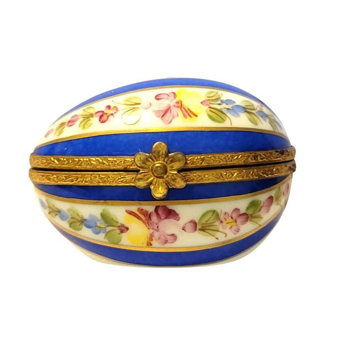Blue Striped Egg for Elegant Decor Porcelain Limoges Limoges Imports Limoges Boxes eggs egg Easter French Trinket Box