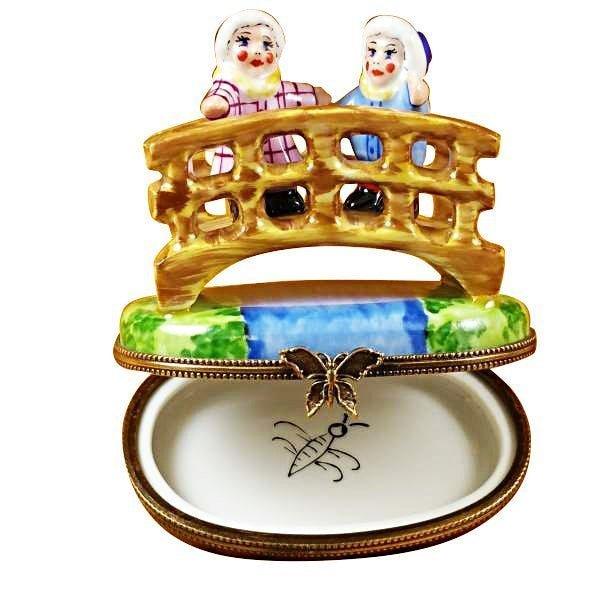 Boy And Girl Bridge Limoges Box Porcelain Limoges kids baby figurine French Trinket Box