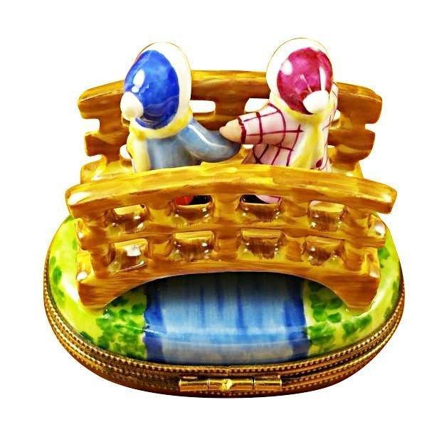 Boy And Girl Bridge Limoges Box Porcelain Limoges kids baby figurine French Trinket Box
