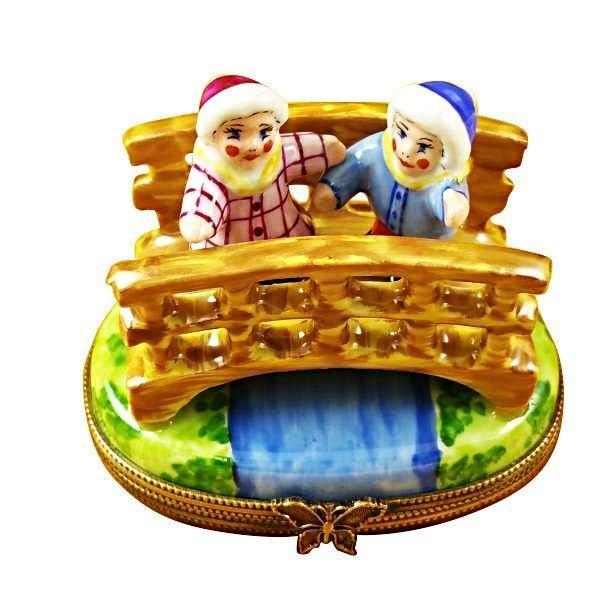 Boy And Girl Bridge Limoges Box Porcelain Limoges kids baby figurine French Trinket Box
