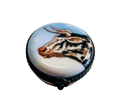 Bull on Round Limoges Box for Collectors Porcelain Limoges traditional LIMOGES BOXES farm French Trinket Box
