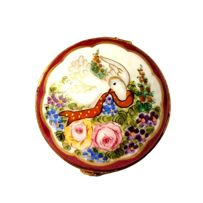Burgundy Dove Box for Home Decor Porcelain Limoges Limoges Boxes TRADITONAL French Trinket Box