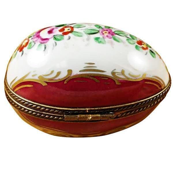 Burgundy Egg Limoges Box for Collectors Porcelain Limoges egg French Trinket Box