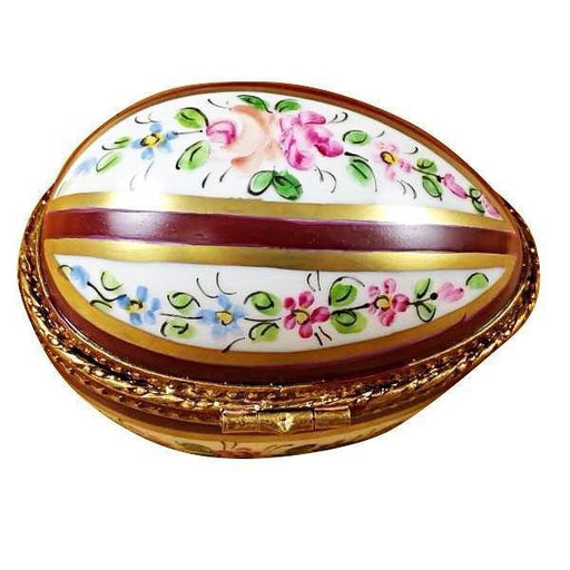 Burgundy Striped Egg Collectible Porcelain Limoges egg French Trinket Box