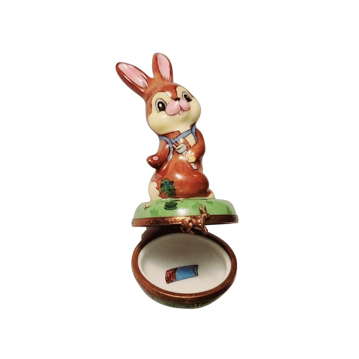 Camping Rabbit Figurine for Collectors Porcelain Limoges rabbit sports French Trinket Box