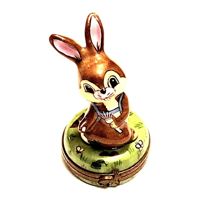 Camping Rabbit Figurine for Collectors Porcelain Limoges rabbit sports French Trinket Box