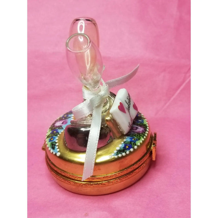Champagne Elegance for Celebrations Porcelain Limoges xmas theme special wine limoges box xmas glasses gift celebrate occasions maternity French Trinket Box