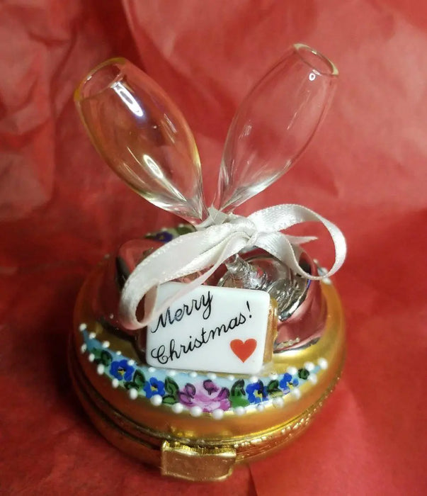 Champagne Elegance for Celebrations Porcelain Limoges xmas theme special wine limoges box xmas glasses gift celebrate occasions maternity French Trinket Box