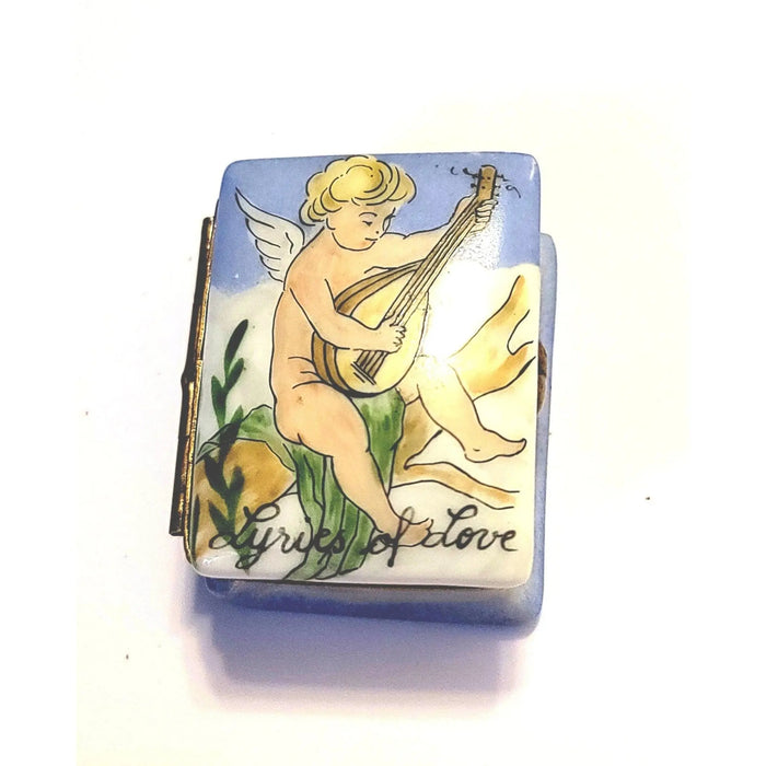 Cherub Lyre Love Box for Collectors Porcelain Limoges Angel love valentine music French Trinket Box