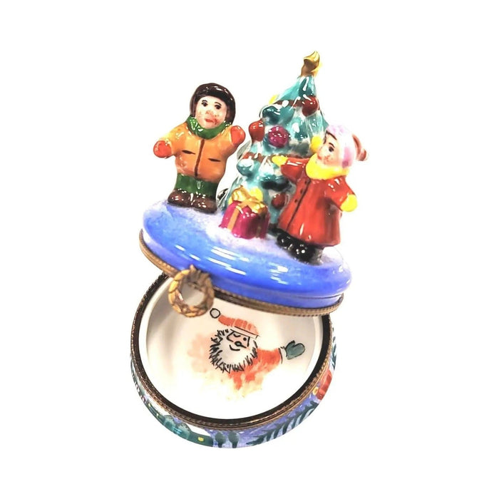 Treasured French collectible: Children Waiting Christmas Morning Limoges box, painted by hand