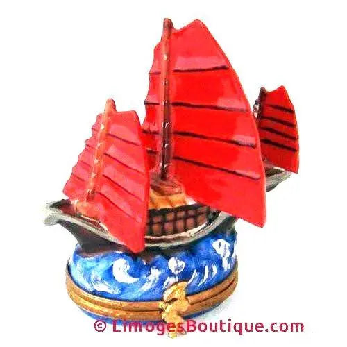 Chinese Junk Limoges Box for Collectors Porcelain Limoges World Travel French Trinket Box