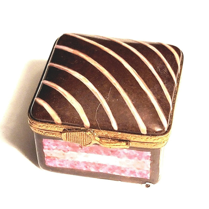 Chocolate Cake Treasure Box for Cake Lovers Porcelain Limoges dessert French Trinket Box