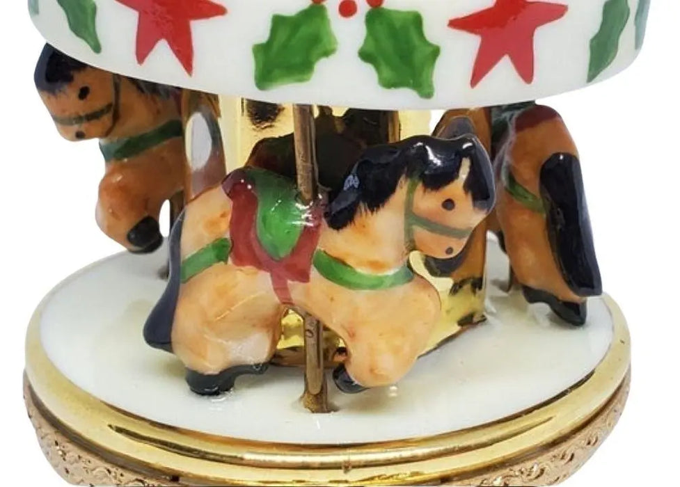 Christmas Carousel Treasure for Holiday Celebrations Porcelain Limoges Carnival xmas French Trinket Box