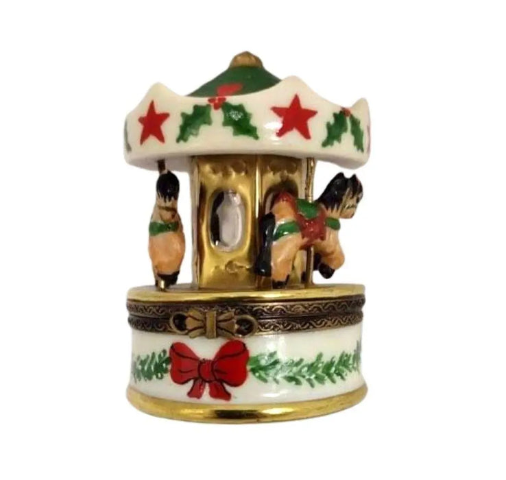 Christmas Carousel Treasure for Holiday Celebrations Porcelain Limoges Carnival xmas French Trinket Box