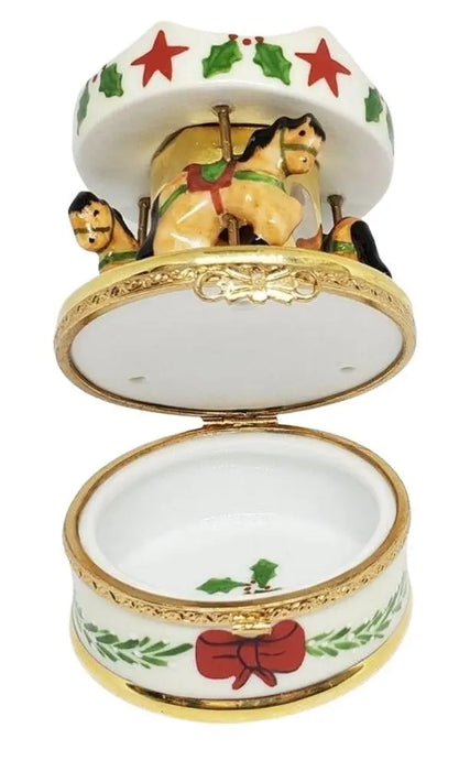 Christmas Carousel Treasure for Holiday Celebrations Porcelain Limoges Carnival xmas French Trinket Box