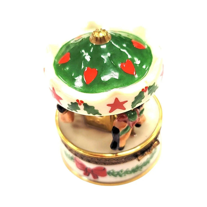 Collectible Christmas MerryGoRound Carousel Limoges box with artisan brushwork