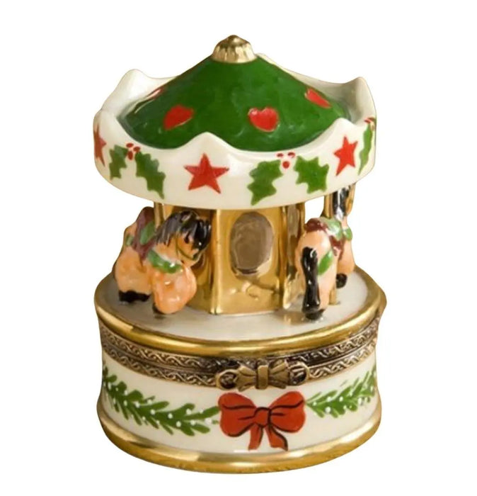 Christmas Carousel Treasure for Holiday Celebrations Porcelain Limoges Carnival xmas French Trinket Box