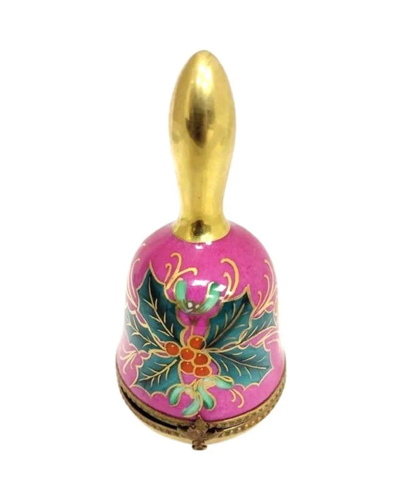 Christmas Holly Bell Box for Holiday Collectors Porcelain Limoges xmas French Trinket Box