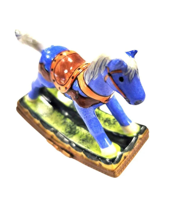 Christmas Sheriff Horse Decor Porcelain Limoges xmas baby horse French Trinket Box