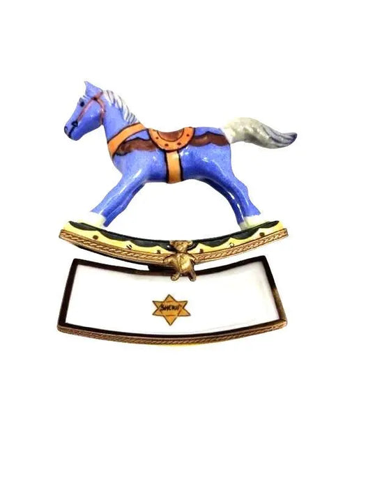 Christmas Sheriff Horse Decor Porcelain Limoges xmas baby horse French Trinket Box