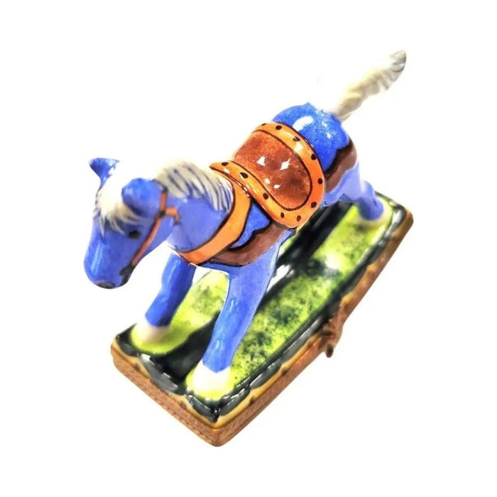 Christmas Rocking Horse Sheriff Limoges box painted by hand in Limoges, France, a gift to treasure