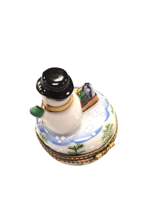 Christmas Snowman Box for Holiday Cheer Porcelain Limoges snowman French Trinket Box