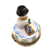 Artisan-painted Christmas Snowman Waving Limoges box from France, a cherished collectible