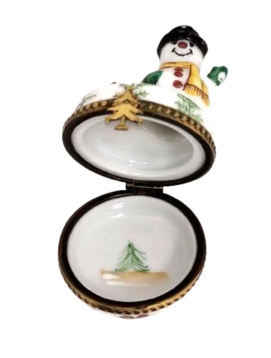 Christmas Snowman Box for Holiday Cheer Porcelain Limoges snowman French Trinket Box