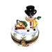 Limoges Boutique presents the Christmas Snowman Waving, a genuine Limoges box painted by hand in France