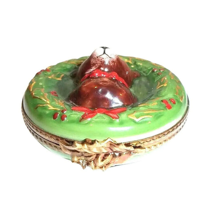 Christmas Teddy Bear Delight Porcelain Limoges xmas theme teddy French Trinket Box