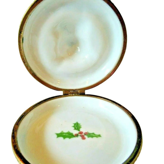 Christmas Teddy Bear Delight Porcelain Limoges xmas theme teddy French Trinket Box