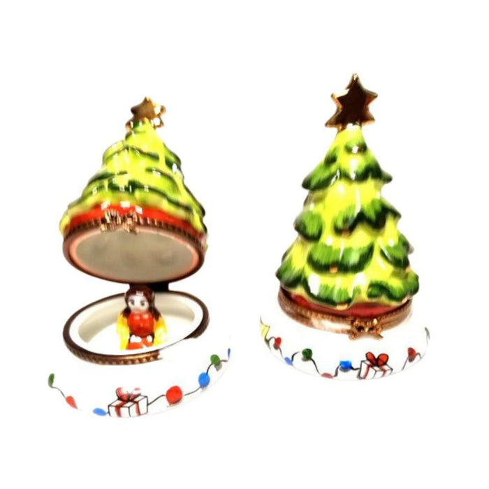 Christmas Tree Doll Surprise Porcelain Limoges xmas Limoges Porcelain Boxes Christmas Tree French Trinket Box