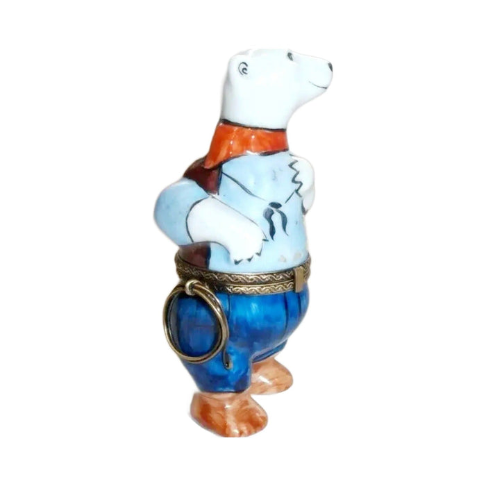 Hand-painted Cowboy Polar Bear Limoges box, French artistry for lovers of fine art