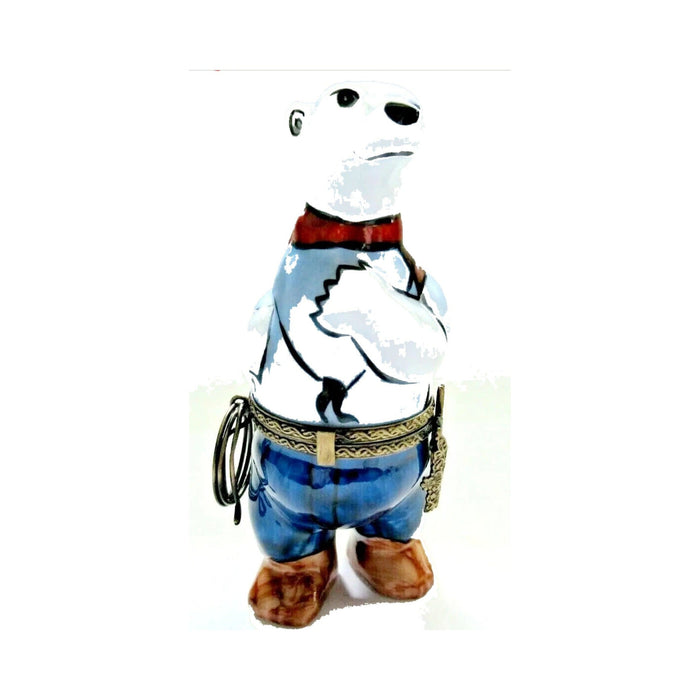 Gift idea for someone who loves France: Cowboy Polar Bear Limoges box