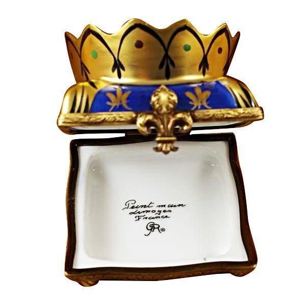 Crown on Pillow Limoges Box for Royal Collectors Porcelain Limoges travel French Trinket Box