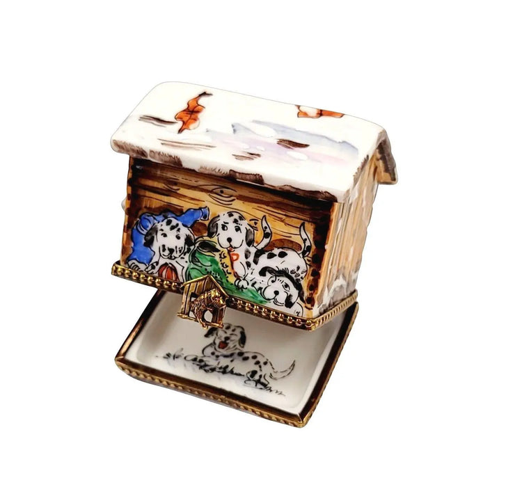 Dalmatian Charm for Dog Lovers Porcelain Limoges dog winter French Trinket Box