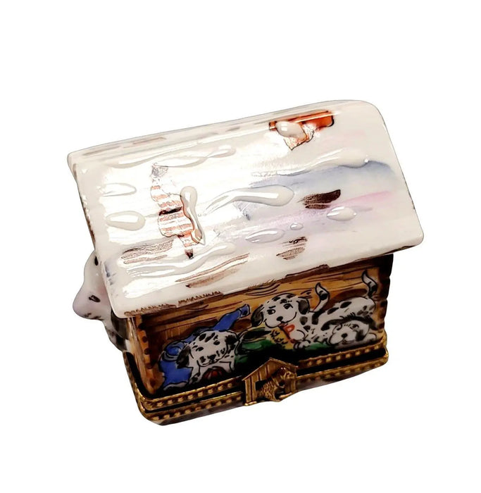 Dalmatian Charm for Dog Lovers Porcelain Limoges dog winter French Trinket Box