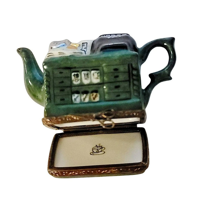 Dark Green Limoges Teapot for Home Decor Porcelain Limoges China Professional French Trinket Box
