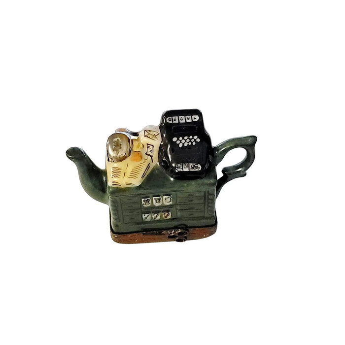 Dark Green Limoges Teapot for Home Decor Porcelain Limoges China Professional French Trinket Box