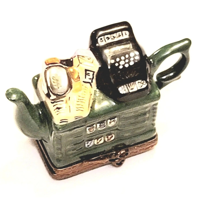 Dark Green Limoges Teapot for Home Decor Porcelain Limoges China Professional French Trinket Box