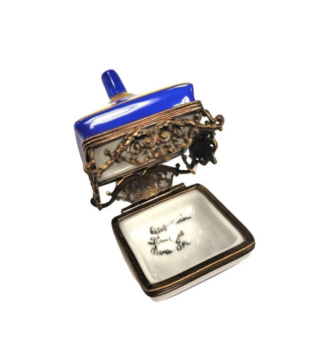 Dazzling Brass Dreidel Box for Collectors Porcelain Limoges jewish French Trinket Box