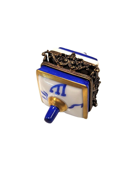 Dazzling Brass Dreidel Box for Collectors Porcelain Limoges jewish French Trinket Box
