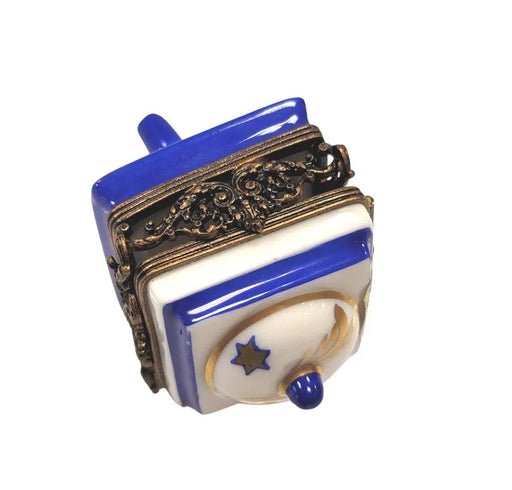 Dazzling Brass Dreidel Box for Collectors Porcelain Limoges jewish French Trinket Box