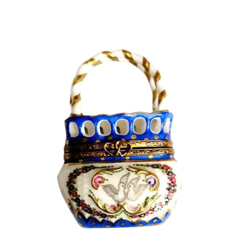 Doves in Basket Charm Porcelain Limoges baskets French Trinket Box