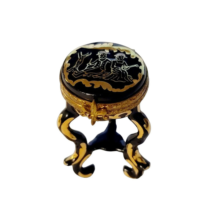 Elegant Black Limoges Stool for Home Decor Porcelain Limoges furniture French Trinket Box