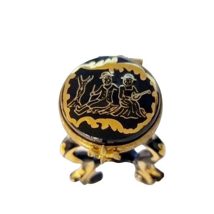Elegant Black Limoges Stool for Home Decor Porcelain Limoges furniture French Trinket Box