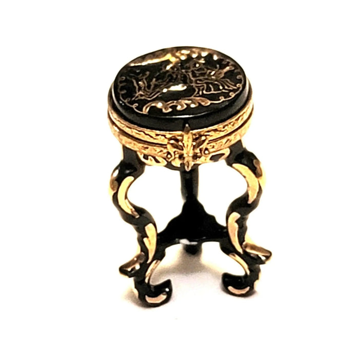 Elegant Black Limoges Stool for Home Decor Porcelain Limoges furniture French Trinket Box