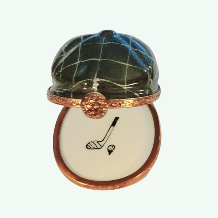 Elegant Green Golf Box for Golf Enthusiasts Porcelain Limoges Golf hat French Trinket Box